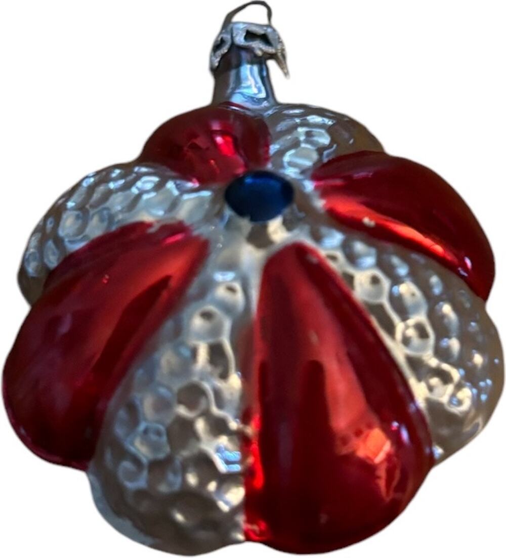 Vintage Colombian  Glass Figural Bumpy Flower Christmas Ornament